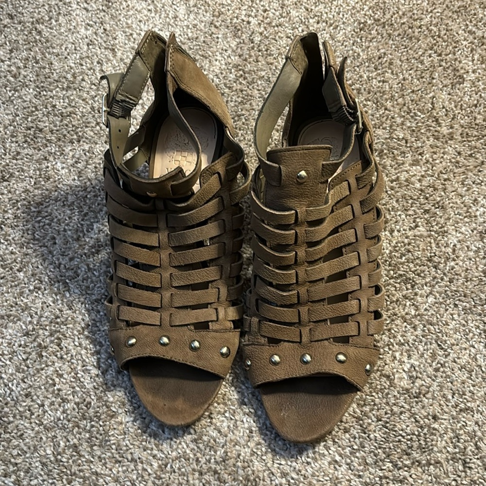 Vince Camuto Brown Cone Heel Sandals Size 7.5
